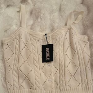 Katie J NYC Ivory Cable Knit Button-Front Camisole